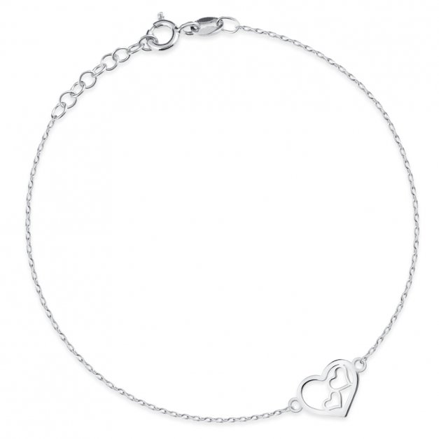 Herz Damen Armband 925 Silber + Geschenkbox mit Gravur