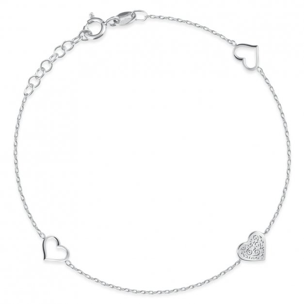 Herz Damen Armband 925 Silber + Geschenkbox mit Gravur