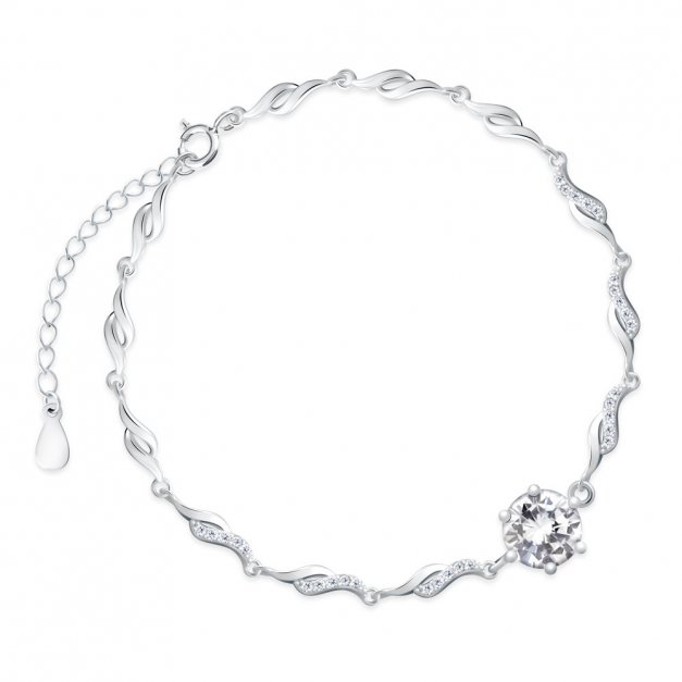 Glamour Damenarmband 925 Silber mit Kristallen + Geschenkbox mit Gravur