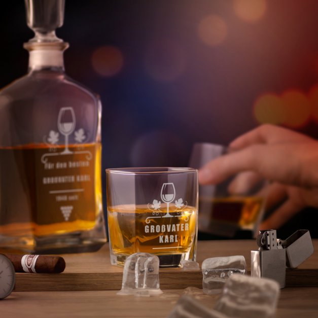 Whisky Karaffe Set mit 6 Gläsern mit eingravierter Widmung für ein Paar zur Hochzeit oder zum Hochzeitsjubiläum