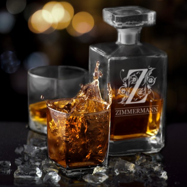 Bourbon Whisky Karaffe mit Gravur für einen Gentleman zum Jubiläum