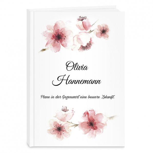 Undatierter Terminplaner im Hardcover im A5-Format für eine Schwester, Blumenmotiv