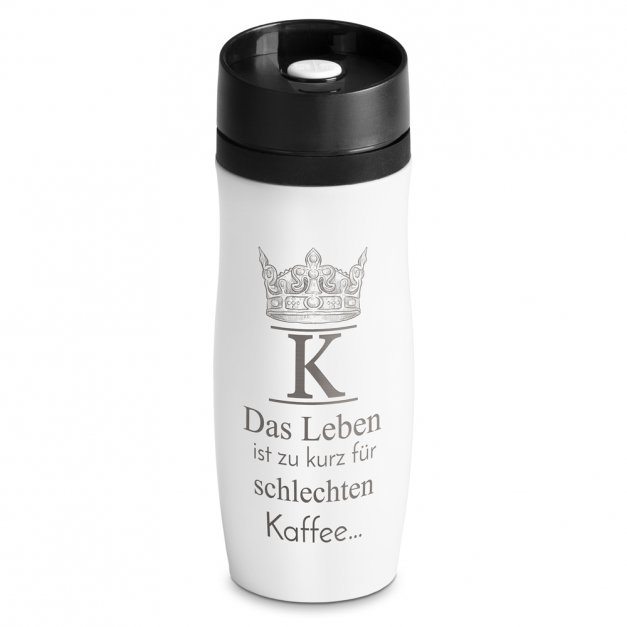 Luftdichter Thermobecher mit Gravur Weiß 350 ml für ihn