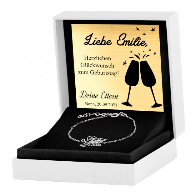 Schmetterling Damen Armband 925 Silber + Geschenkbox mit Gravur