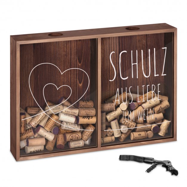 Kronkorken Sammler aus Holz mit Gravur für ein Paar zur Hochzeit, zum Jubiläum, zur Einweihungsparty