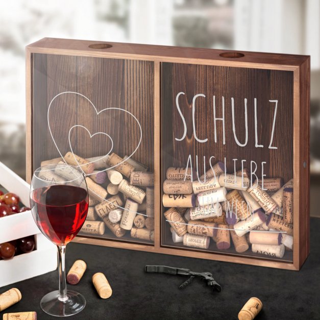 Kronkorken Sammler aus Holz mit Gravur für ein Paar zur Hochzeit, zum Jubiläum, zur Einweihungsparty