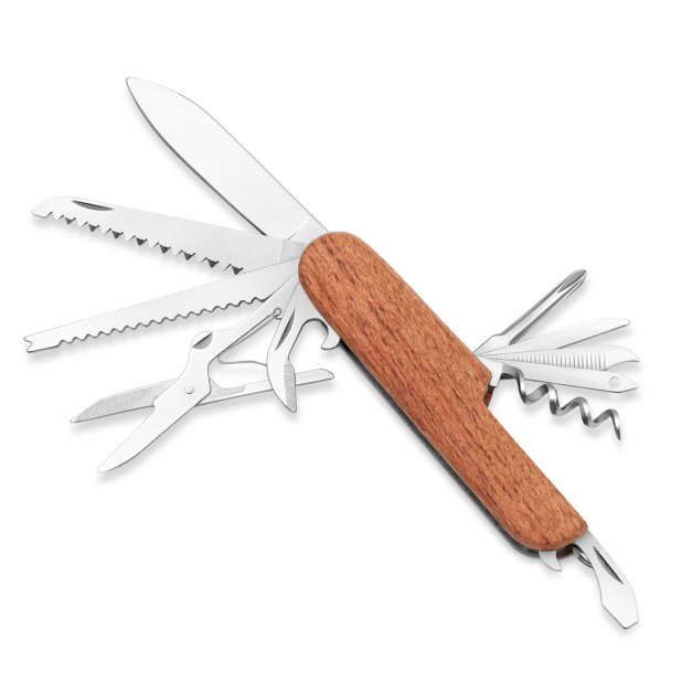 Holz Taschenmesser mit Gravur für einen Angler