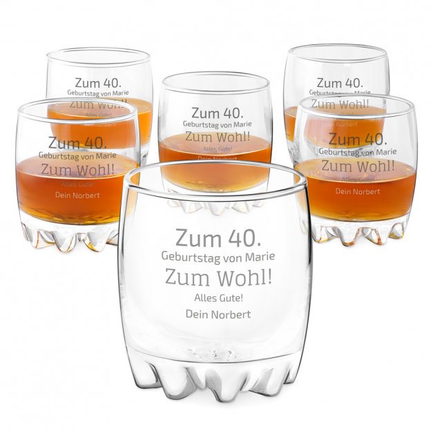 Sylvana 6er Whisky Gläser Set mit Gravur für ihn zum Geburtstag