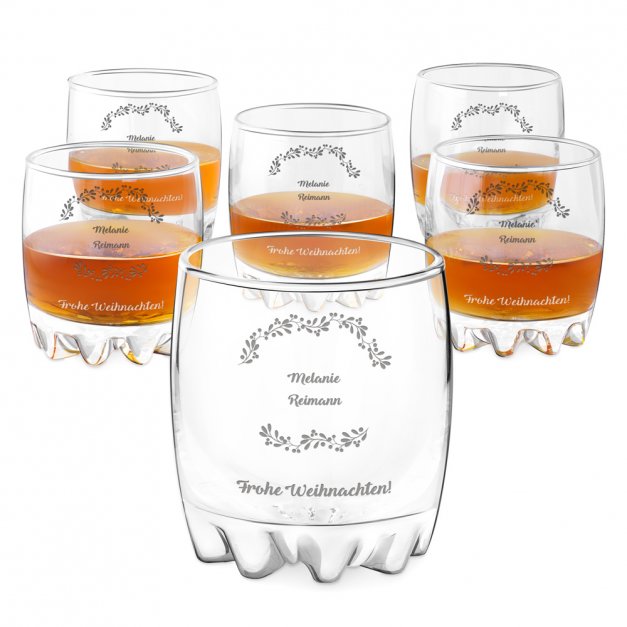 Sylvana 6er Whisky Gläser Set mit Gravur für sie zur Weihnachtsfeier