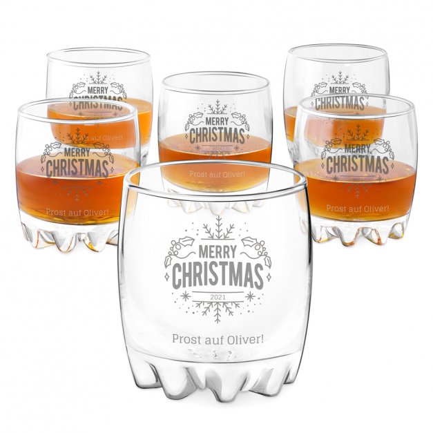 Sylvana 6er Whisky Gläser Set mit Gravur für sie zum Weihnachtsfest