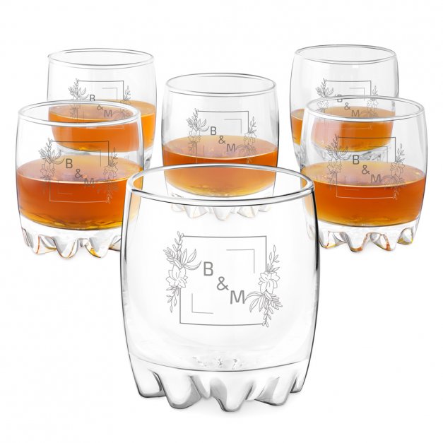 Sylvana 6er Whisky Gläser Set mit Gravur für ein Paar zur Hochzeit, zum Hochzeitsjubiläum