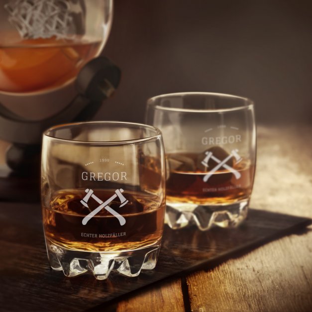 Sylvana 6er Whisky Gläser Set mit Gravur für einen Holzfäller