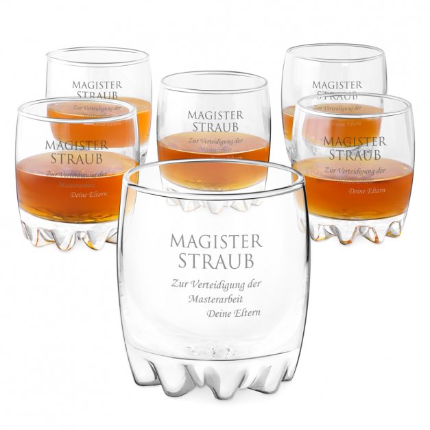 Sylvana 6er Whisky Gläser Set mit Gravur für einen Magister