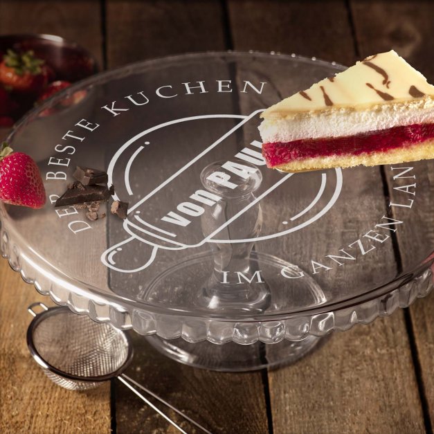 Kuchenplatte aus Glas mit Gravur für sie zum Geburtstag