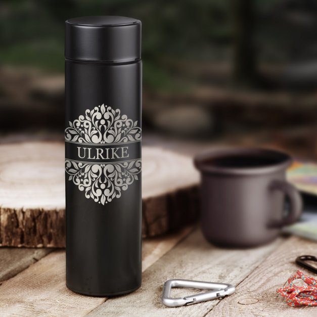 Auslaufsichere Thermosflasche mit Gravur Schwarz 400 ml für sie Ihre Ehefrau zum Geburtstag