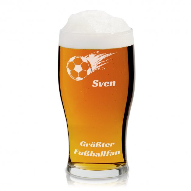 Bierglas mit Gravur für einen Fußballfan