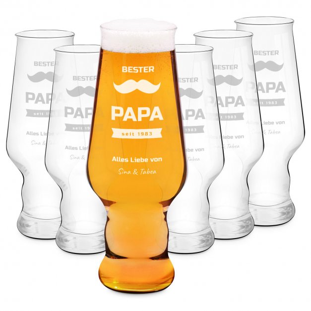 Splendour 6er Biergläser Set mit Gravur für Ihren Papa zum Geburtstag