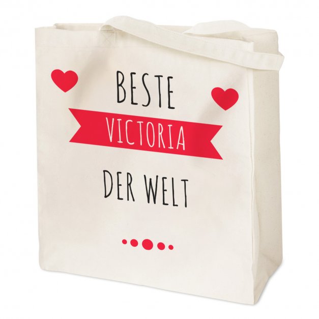 Beige Baumwolltasche mit Aufdruck für sie zum Geburtstag, Valentinstag