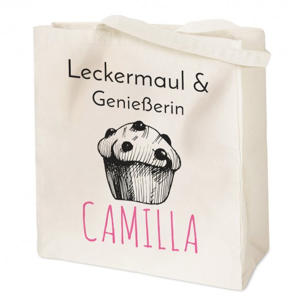 Beige Baumwolltasche mit Aufdruck für sie zum Geburtstag