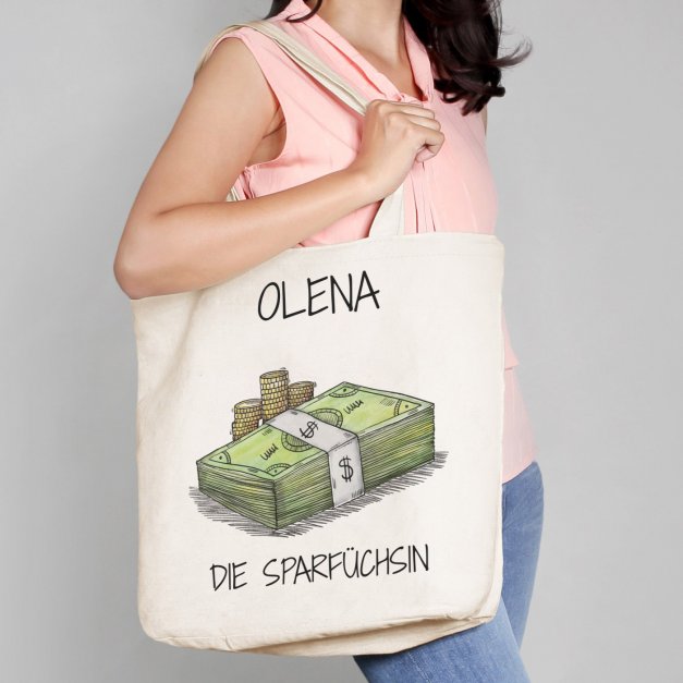 Beige Baumwolltasche mit Aufdruck für eine Buchhalterin zum Geburtstag