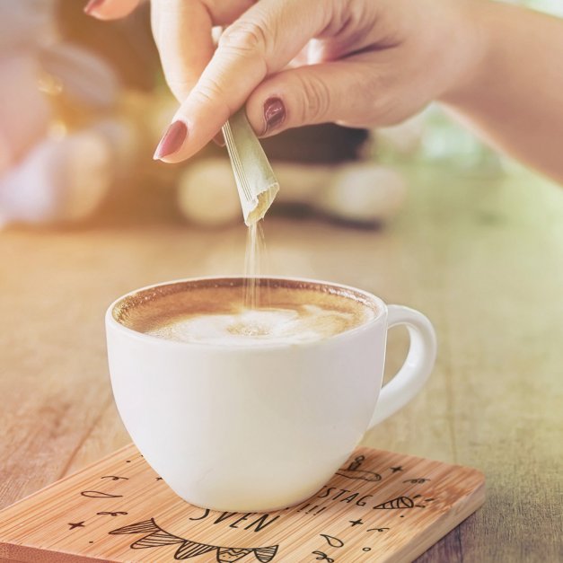 6er Holzuntersetzer-Set mit Aufdruck für einen Kaffeegenießer zum Geburtstag