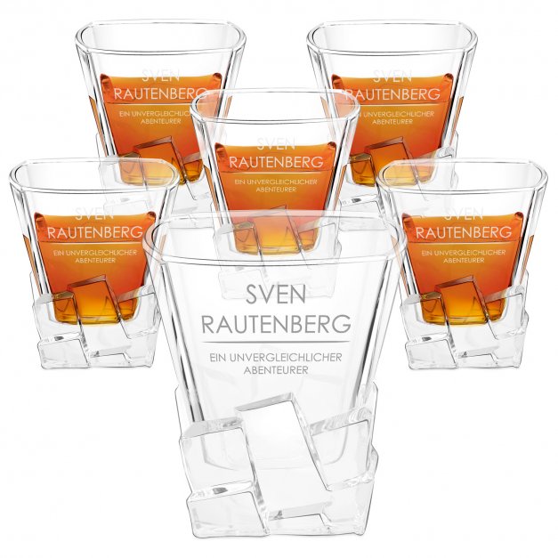 Ice Blink 6er Whisky Gläser Set mit Gravur für einen Abenteurer