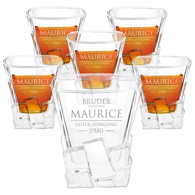 Ice Blink 6er Whisky Gläser Set mit Gravur für Ihren Bruder zum Geburtstag