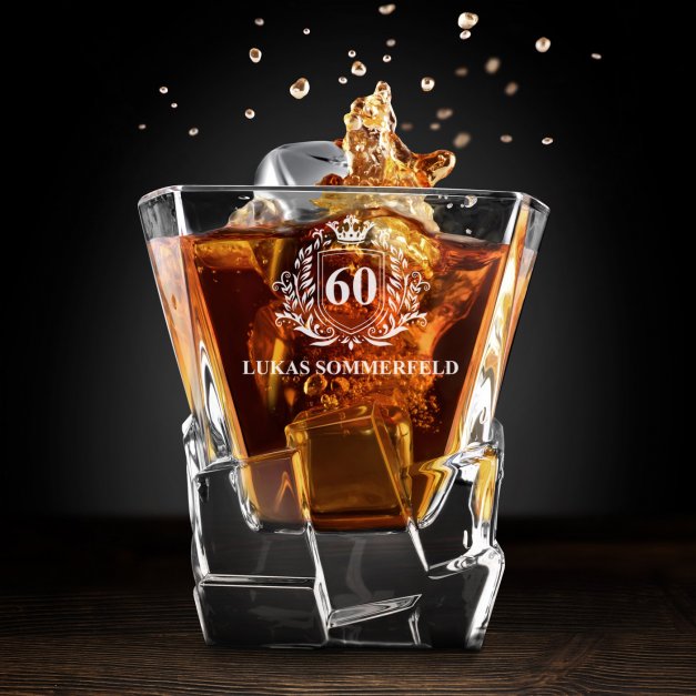 Ice Blink 6er Whisky Gläser Set mit Gravur für ihn zum 60. Geburtstag