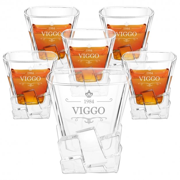 Ice Blink 6er Whisky Gläser Set mit Gravur für ihn zum Geburtstag, Jubiläum