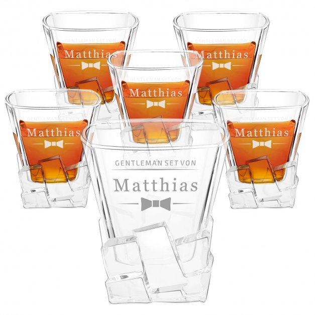 Ice Blink 6er Whisky Gläser Set mit Gravur für einen Gentleman zum Jubiläum