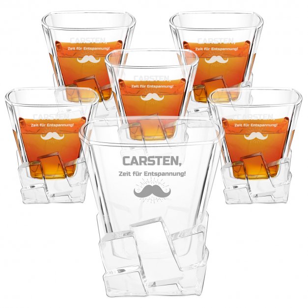 Ice Blink 6er Whisky Gläser Set mit Gravur zur Beförderung