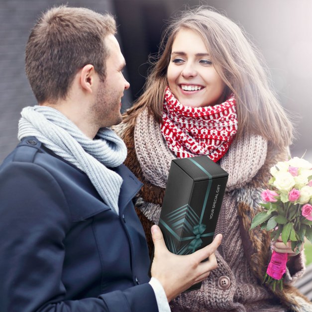 Auslaufsichere Thermosflasche mit Gravur Schwarz 400 ml für sie nicht nur zum Valentinstag