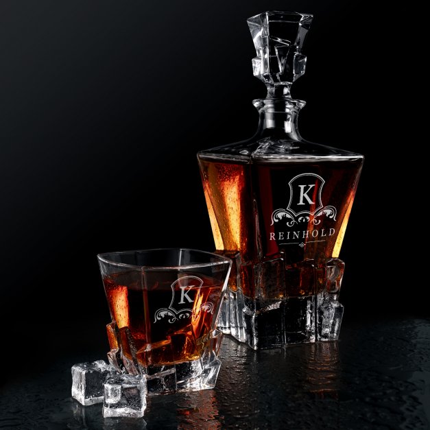 Ice Blink Karaffe Set mit 2 Gläsern mit Gravur für einen Gentleman Whiskygenießer