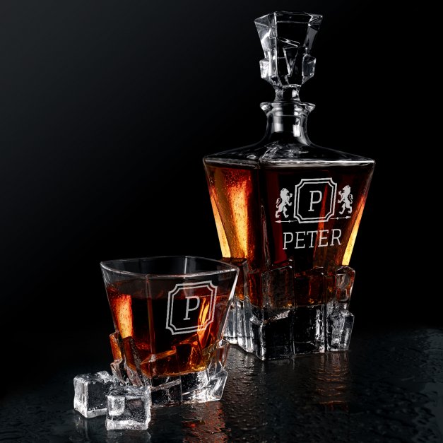 Ice Blink Whisky Karaffe Set mit 4 Gläsern für einen Gentleman zum Jubiläum