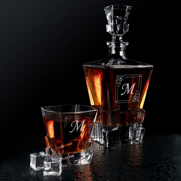 Ice Blink Whisky Karaffe Set mit 2 Gläsern mit Gravur für ein Paar zum Hochzeitstag