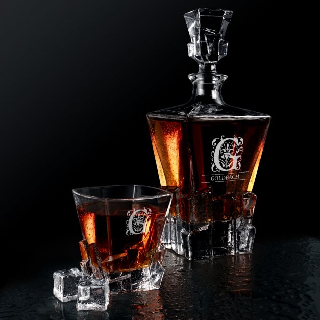 Ice Blink Karaffe Set mit 2 Gläsern mit Gravur für einen Whiskyconnoisseur