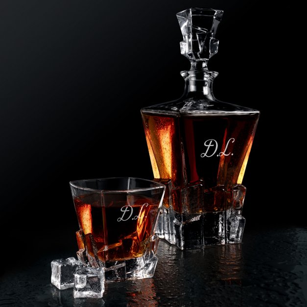 Ice Blink Karaffe Set mit 6 Gläsern mit Gravur für einen Whiskytrinker