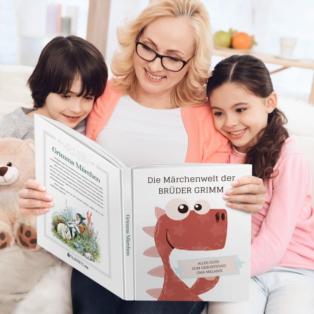 Grimms-Märchenbuch für Kinder mit Aufdruck Dino