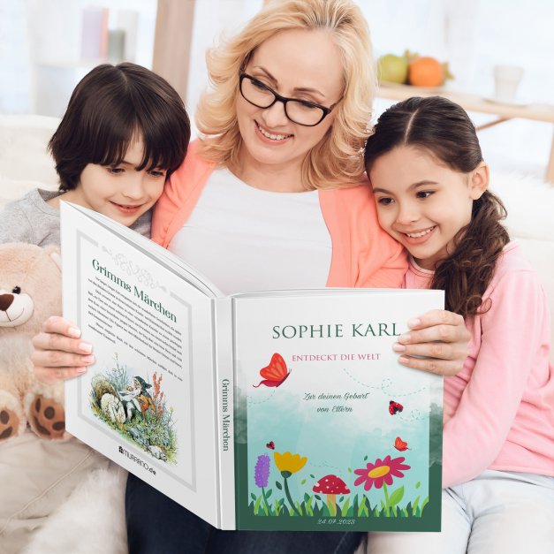 Grimms-Märchenbuch für Kinder mit Aufdruck Bunte Welt