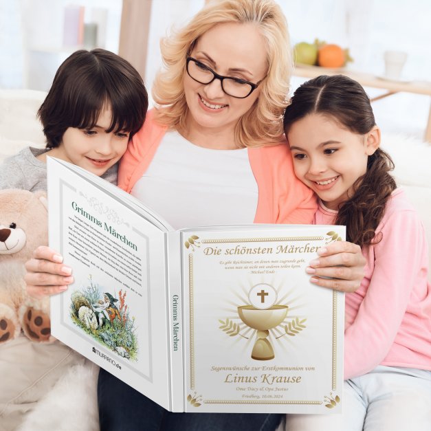 Grimms-Märchenbuch für Kinder mit Aufdruck Heilige Kommunion