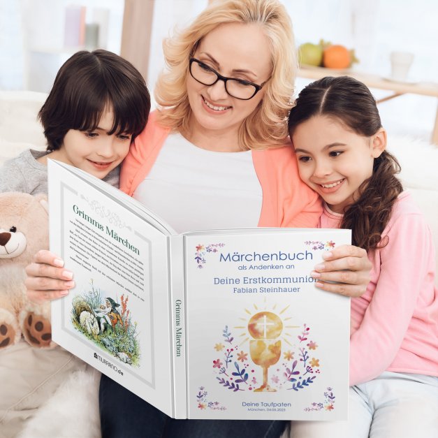 Grimms-Märchenbuch für Kinder mit Aufdruck Erstkommunion