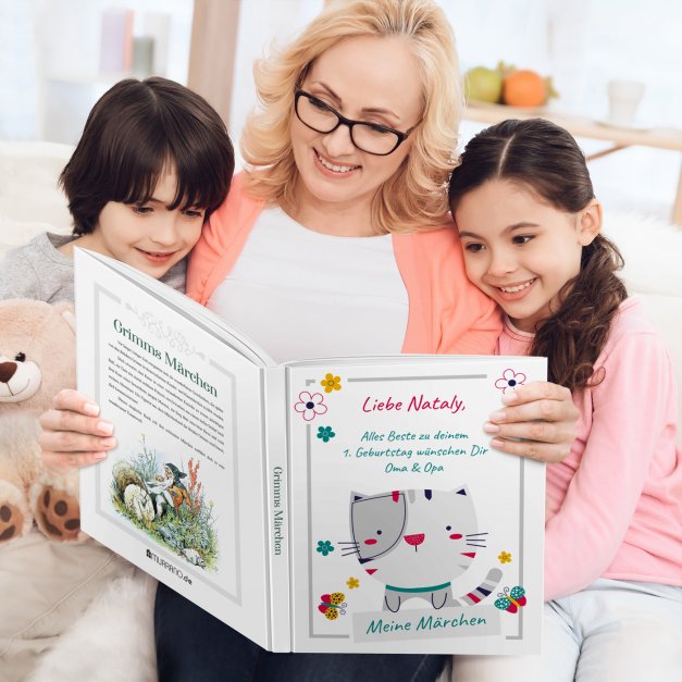 Grimms-Märchenbuch für Kinder mit Aufdruck Katze