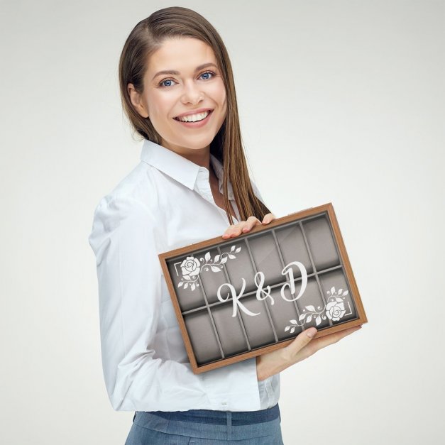 Uhrenbox aus Holz mit Gravur für ein Paar zum Jahrestag, zur Hochzeit Einweihung