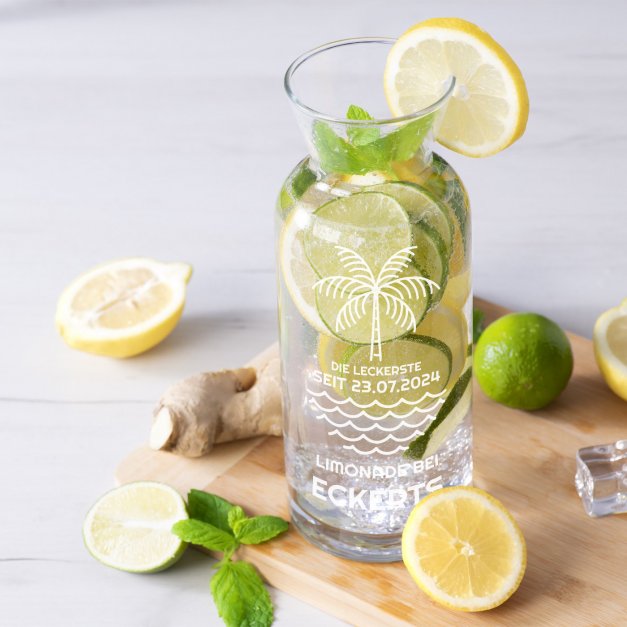 Wasserkaraffe aus Klarglas mit Gravur beste Limonade für ein Paar