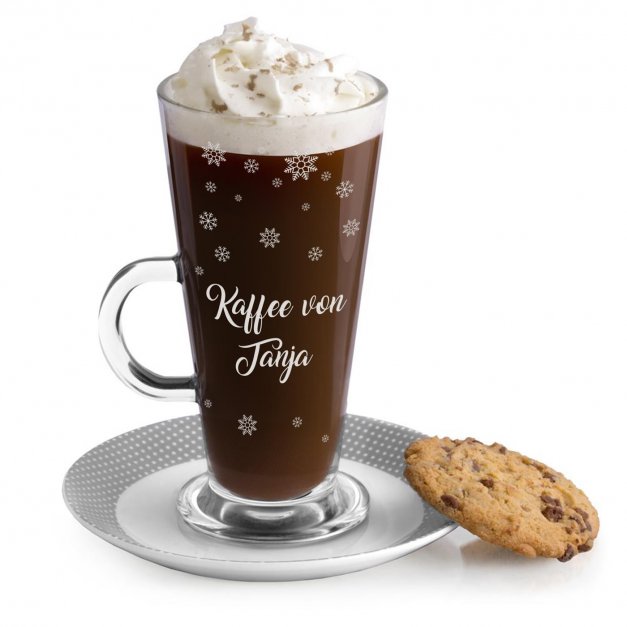 Kaffee Glas mit Gravur für sie zu Weihnachten, zum Nikolaustag