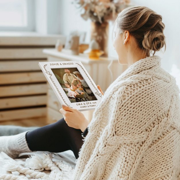 Weißer Fotorahmen mit Gravur für Ihre Großeltern