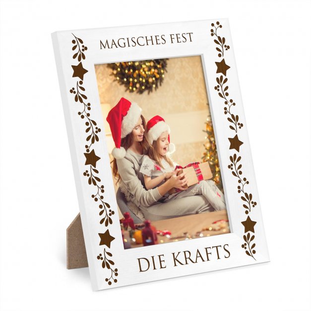 Weißer Fotorahmen mit Gravur für ein Paar zu Weihnachten