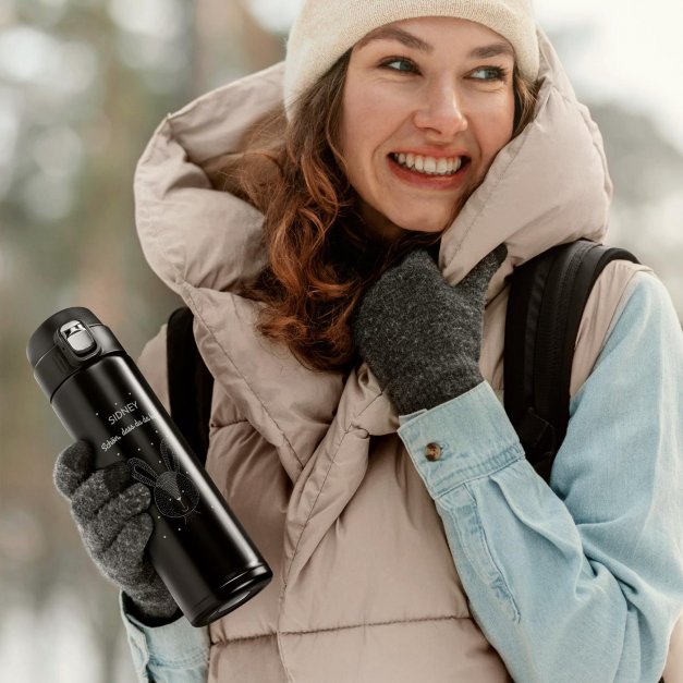 Auslaufsicherer Thermobecher mit Gravur 400 ml für ein Mädchen, Ihre Geliebte, Ehefrau, Freundin zum Geburtstag