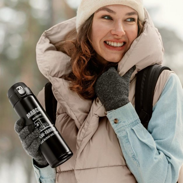 Auslaufsicherer Thermobecher mit Gravur 400 ml für einen Berufskraftfahrer