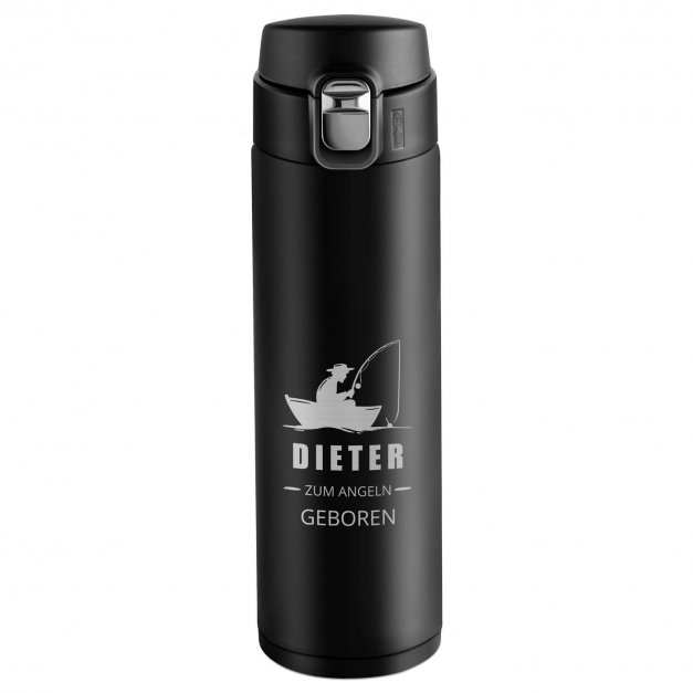 Auslaufsicherer Thermobecher mit Gravur 400 ml für einen Angler, Fischer